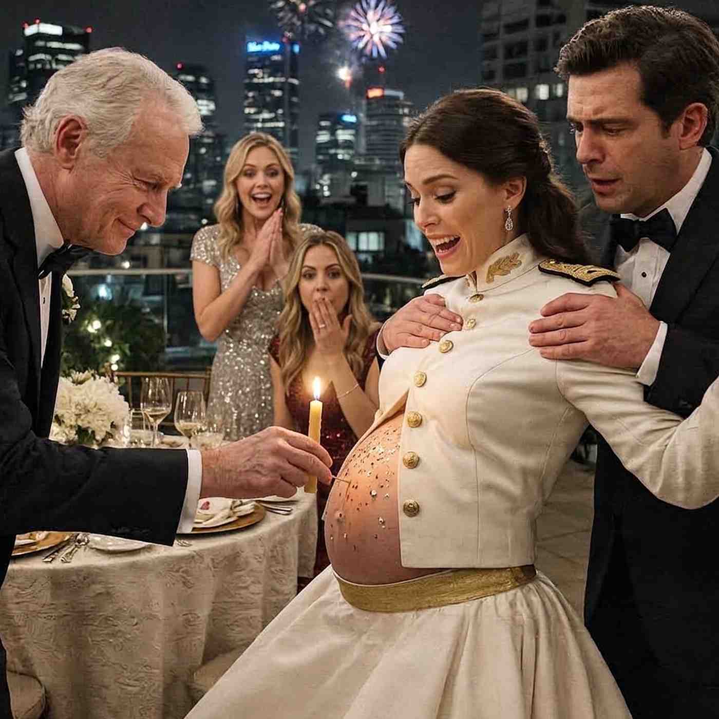pregnant woman candle celebration