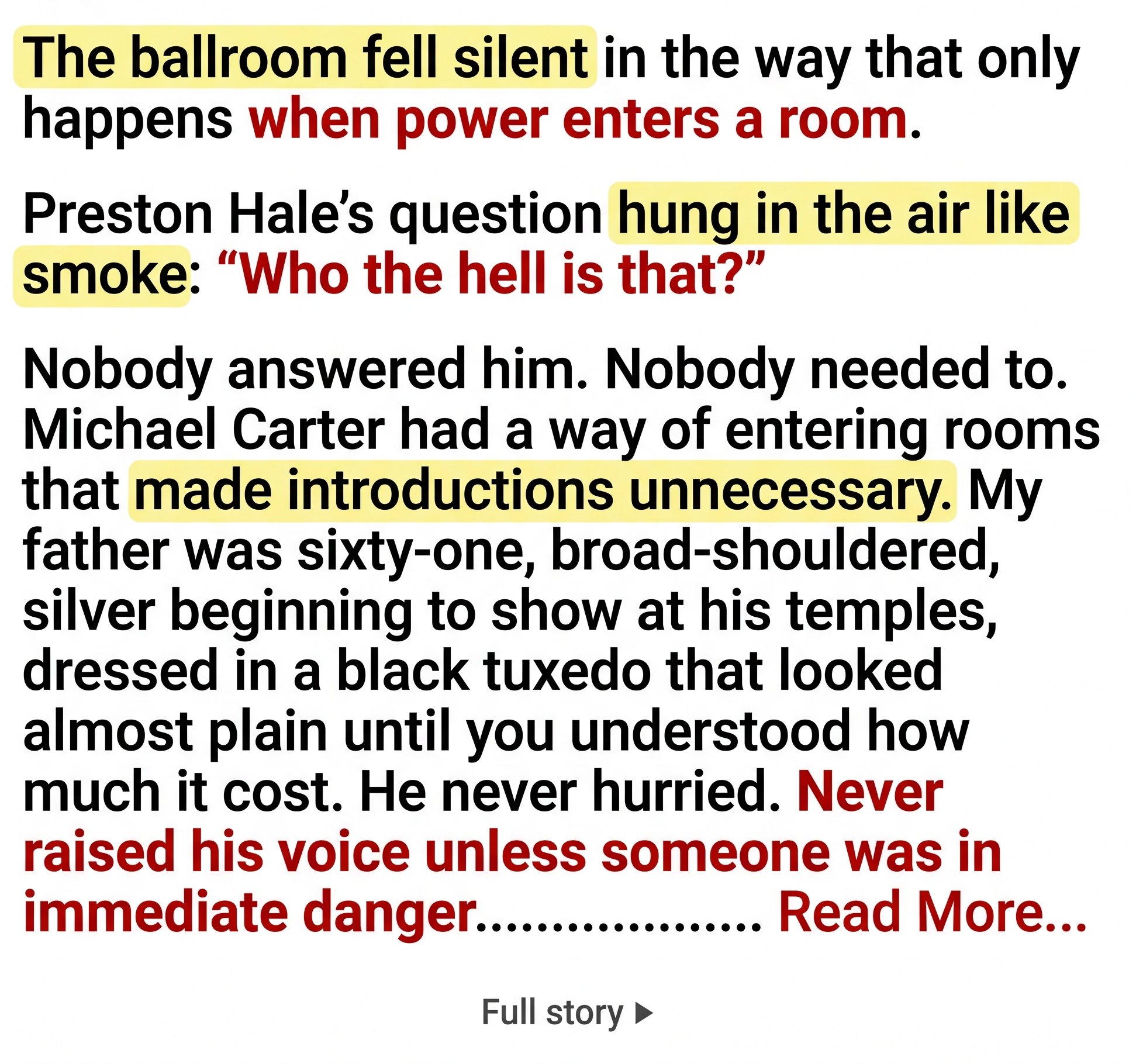 FULL STORY Red wine hit my face beneath a thousand glittering crystals, and the laughter that followed was even colder 3009 – Puretale