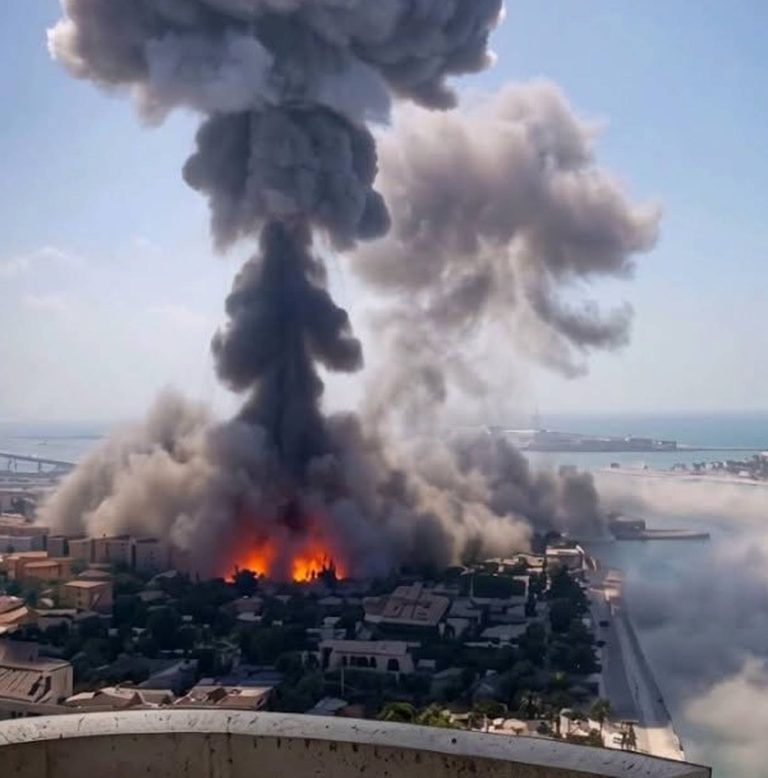 massive explosion smoke plume